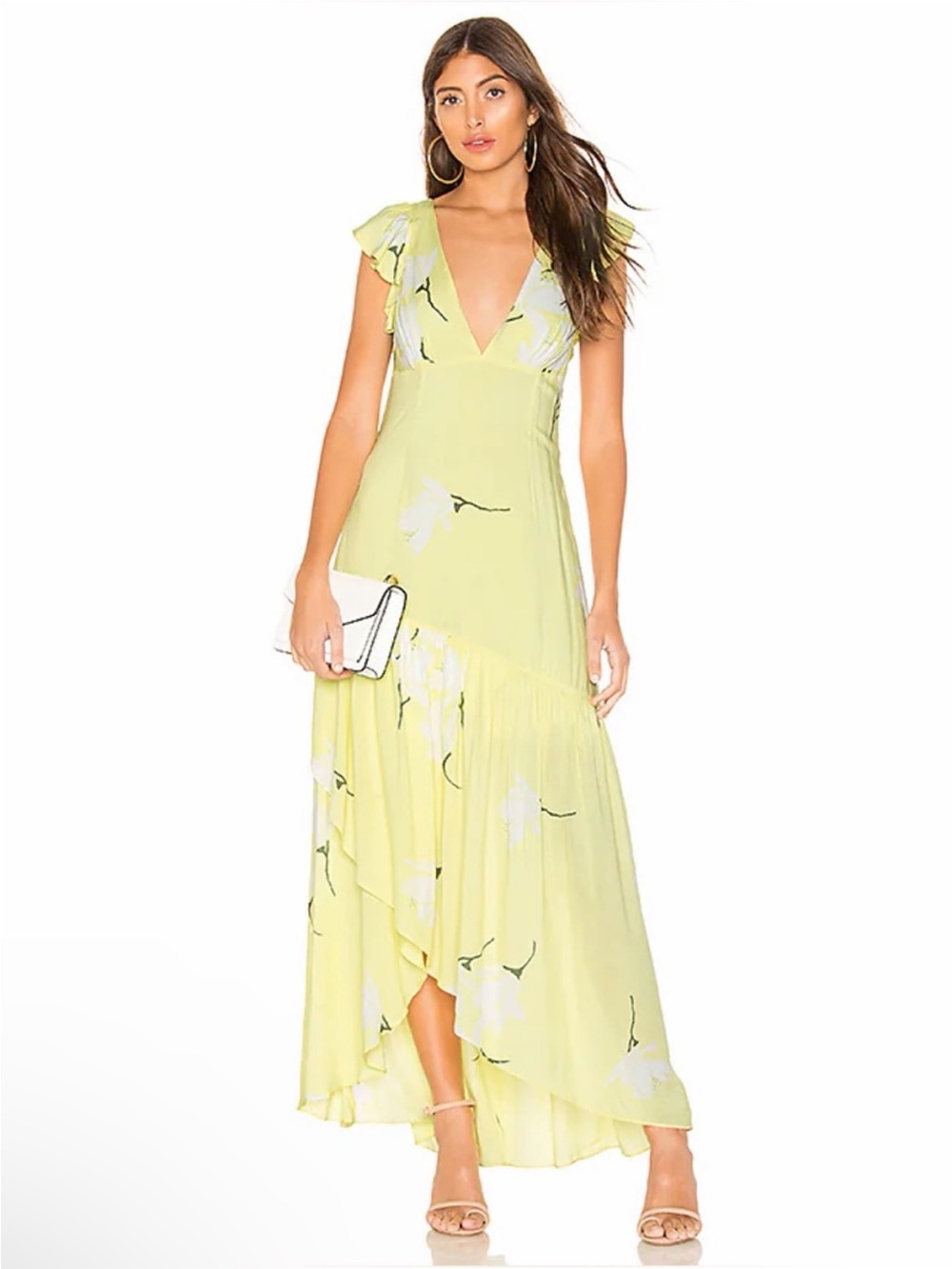 Free People She’s a Waterfall Yellow Floral Maxi dress — Size 4!